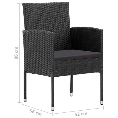 vidaXL Ensemble de salle à manger de jardin 5 pcs Noir