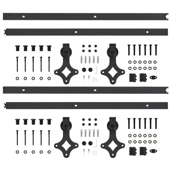 vidaXL Kits de fixation pour porte coulissante 2 pcs 200 cm Acier Noir
