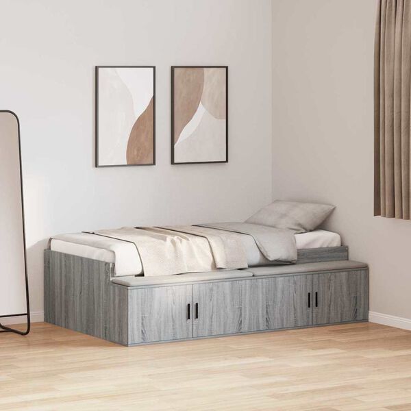 vidaXL Cadre de lit Gris Sonoma 100 x 200 cm Bois d'ingénierie