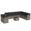 vidaXL Salon de jardin 11 pcs avec coussins gris r&eacute;sine tress&eacute;e