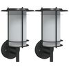 vidaXL Appliques murales d'ext&eacute;rieur 2 pcs noir acier inoxydable