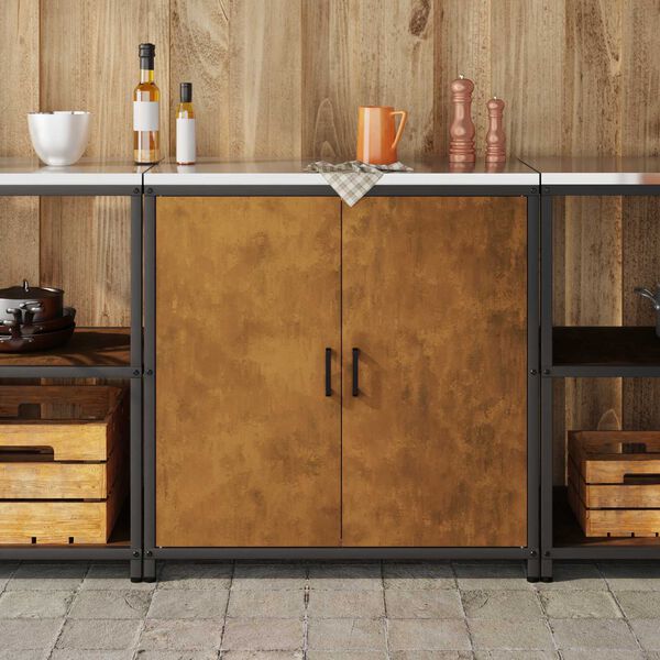 vidaXL Rangement de cuisine avec &eacute;tag&egrave;re Rouill&eacute; 60 x 50 x 92 cm Acier