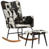 vidaXL Chaise &agrave; bascule avec repose-pied Noir Cuir v&eacute;ritable