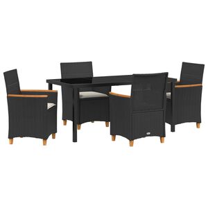 vidaXL Ensemble de salle &agrave; manger pour jardin 5 pcs Noir polyrotin