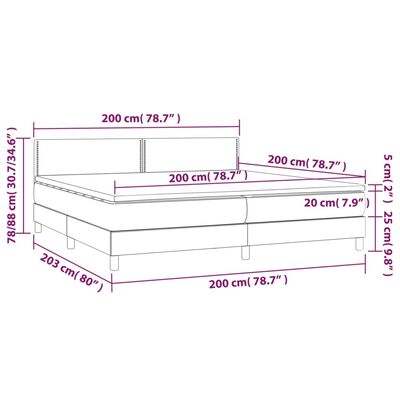 vidaXL Sommier à lattes de lit avec matelas et LED Rose 200x200 cm