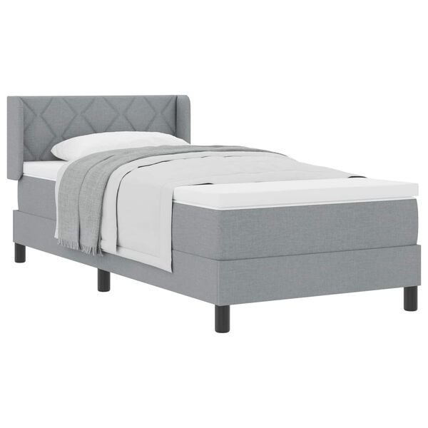 vidaXL Lit &agrave; ressorts avec matelas Gris clair 190 x 90 cm Polyester