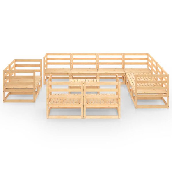vidaXL Salon de jardin 12 pcs bois de pin massif