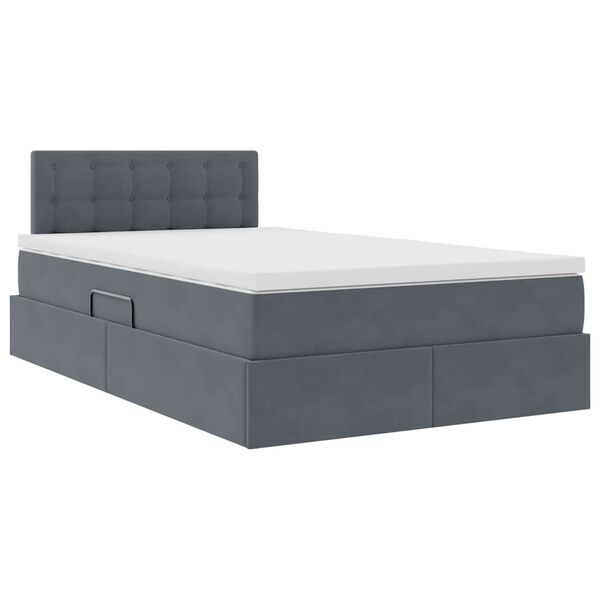vidaXL Lit de Rangement avec matelas Gris fonc&eacute; 120 x 200 cm Velours