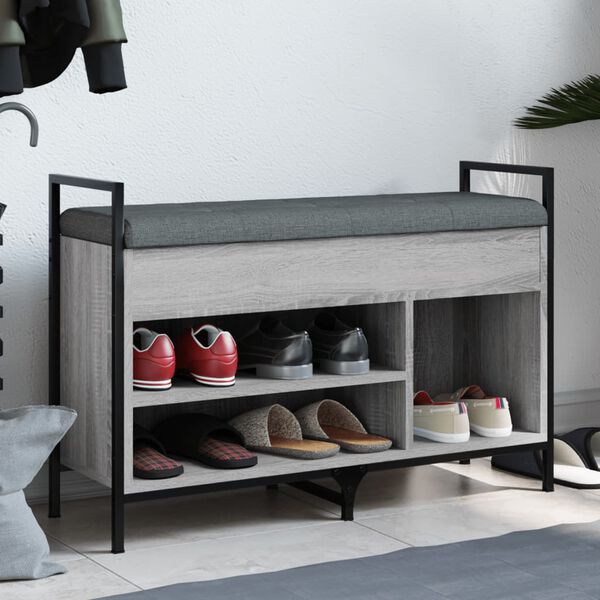 vidaXL Banc &agrave; chaussures sonoma gris 85,5x32x57,5 cm bois d'ing&eacute;nierie