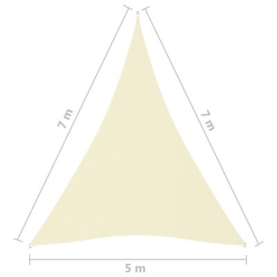 vidaXL Voile de parasol tissu oxford triangulaire 5x7x7 m crème
