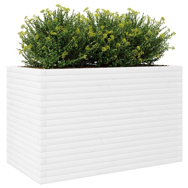 vidaXL Jardini&egrave;re blanc 110x60x68,5 cm bois de pin massif
