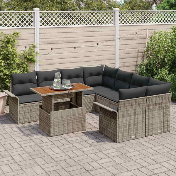 vidaXL Ensemble de canap&eacute; de jardin avec coussin Gris