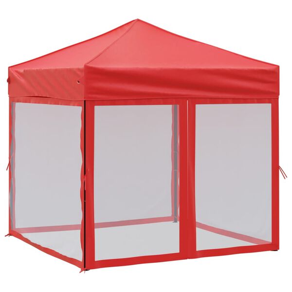 vidaXL Tente de r&eacute;ception pliable avec parois Rouge 2x2 m