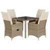 vidaXL Ensemble &agrave; manger de jardin avec coussins 5pcs Beige poly rotin