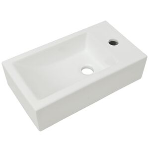 vidaXL Vasque + trou de robinet C&eacute;ramique Blanc 46 x 25,5 x 12 cm