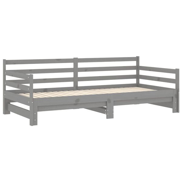 vidaXL Lit coulissant 2x(90x200) cm Gris Bois de pin massif