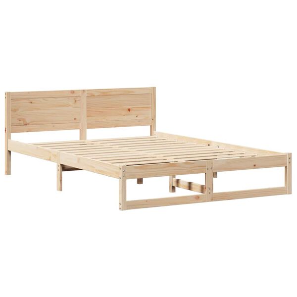 vidaXL Cadre de lit avec t&ecirc;te de lit Naturel 150 x 200 cm Pin massif