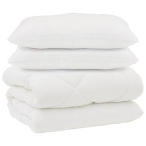 vidaXL Couette avec Oreillers 3 pcs Blanc Microfibre et Plumes D'oie