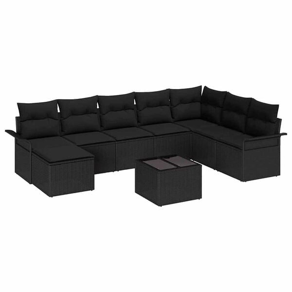 vidaXL Ensemble de canap&eacute; de jardin 9 pcs Beige Poly rotin