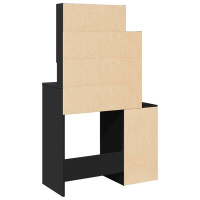 vidaXL Coiffeuse avec armoire noir 80x35x132 cm