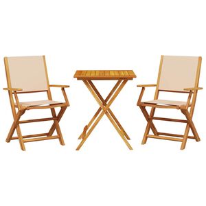 vidaXL Ensemble de bistro 3 pcs beige tissu et bois massif