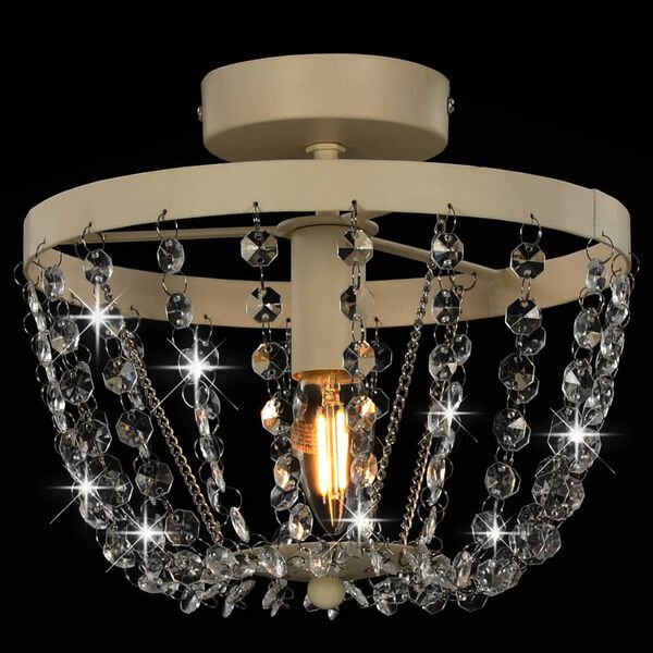 vidaXL Plafonnier avec perles de cristal Blanc Rond E14