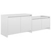 vidaXL Meuble TV Blanc brillant 146,5x35x50 cm Bois d'ing&eacute;nierie