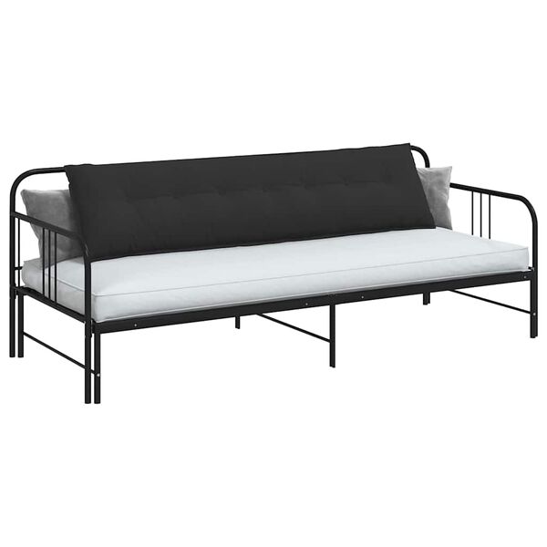 vidaXL Coussin de Dos Noir 200 x 50 cm Tissu en microfibre