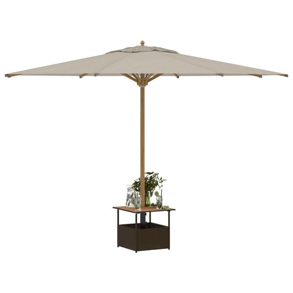 vidaXL Table de jardin avec trou de parasol marron r&eacute;sine tress&eacute;e