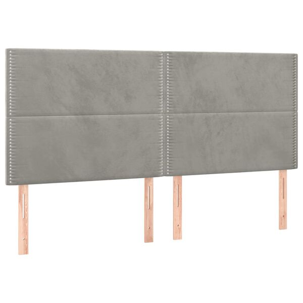 vidaXL T&ecirc;te de lit Gris clair 200x5x118/128 cm Velours