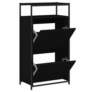 vidaXL Armoire &agrave; chaussures noir 60x34x112 cm bois d'ing&eacute;nierie