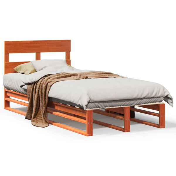 vidaXL Cadre de lit sans matelas cire marron 90x190 cm bois pin massif