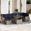 vidaXL Salon de jardin 8pcs avec coussins gris r&eacute;sine tress&eacute;e acacia