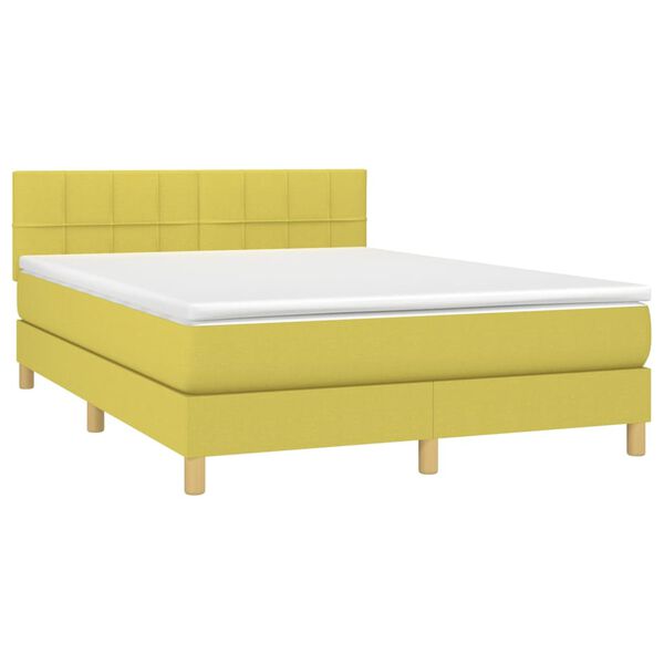 vidaXL Sommier &agrave; lattes de lit avec matelas LED Vert 140x200 cm Tissu
