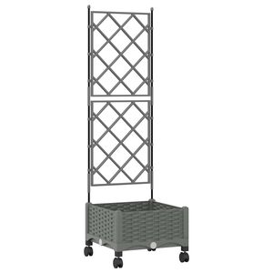 vidaXL Bac de jardin avec treillis et roues Gris clair PP