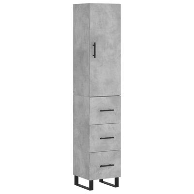 vidaXL Buffet haut Gris béton 34,5x34x180 cm Bois d'ingénierie