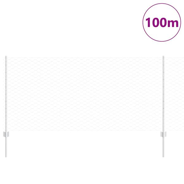 vidaXL Cl&ocirc;ture avec poteau Argent&eacute; 1 x 100 m Acier