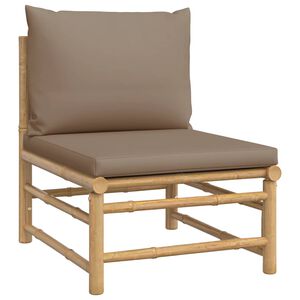 vidaXL Canap&eacute; central de jardin avec coussins taupe bambou