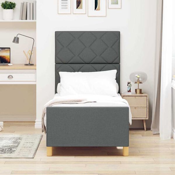 vidaXL Cadre de lit avec t&ecirc;te de lit Gris fonc&eacute; 80 x 200 cm tissu