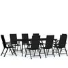 vidaXL Ensemble &agrave; manger de jardin 9 pcs Noir