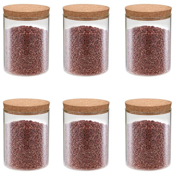 vidaXL 6 pcs Pots de conservation en verre et couvercle en li&egrave;ge 650ml