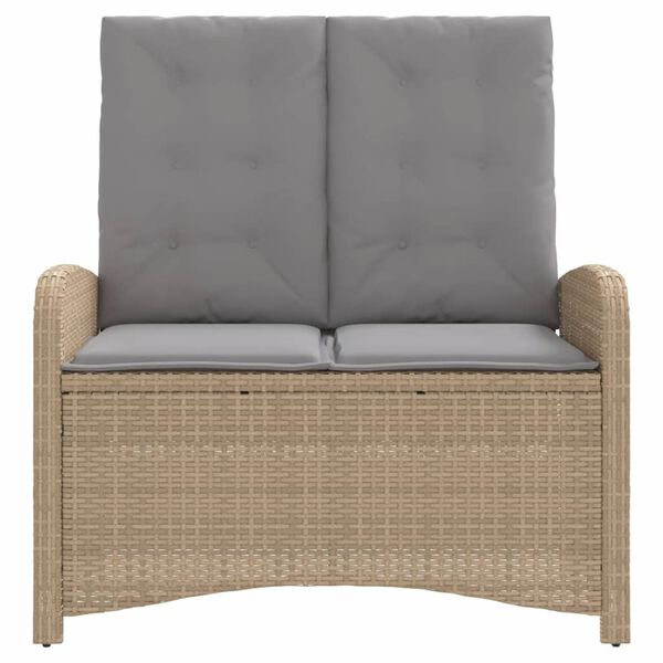 vidaXL Banc inclinable de jardin avec coussins beige r&eacute;sine tress&eacute;e