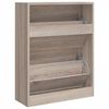 vidaXL Meuble &agrave; chaussures en bois avec 2 compartiments Aspect ch&ecirc;ne