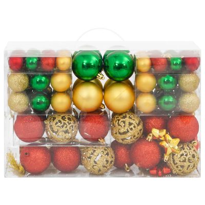 vidaXL Ensemble de boules de Noël 112 pcs rouge vert doré polystyrène