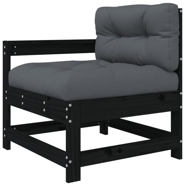 vidaXL Salon de jardin 8 pcs avec coussins noir bois massif