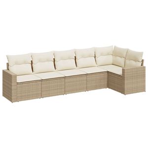 vidaXL Salon de jardin avec coussins 6 pcs beige r&eacute;sine tress&eacute;e