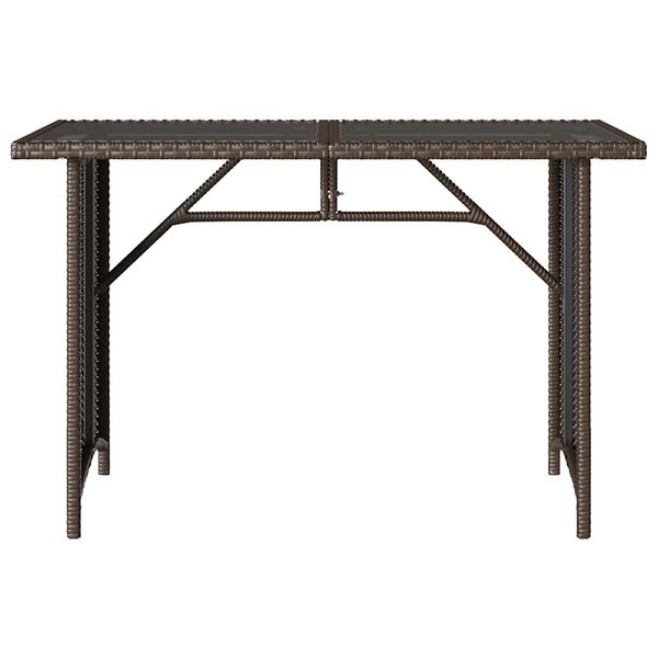 vidaXL Table de jardin avec dessus en verre marron 110x68x70 cm rotin