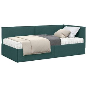 vidaXL Cadre de lit d'angle avec matelas 2 pc Vert fonc&eacute; 80 x 200 cm