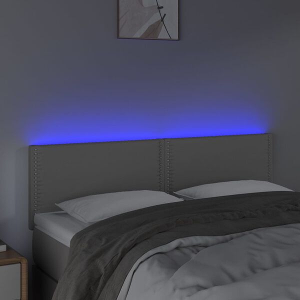 vidaXL T&ecirc;te de lit &agrave; LED Gris 144x5x78/88 cm Similicuir