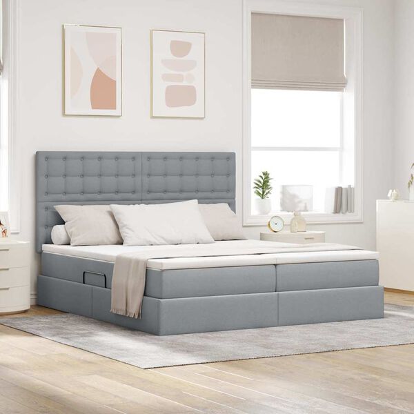 vidaXL Lit de Rangement Gris clair 180 x 200 cm Cuir synth&eacute;tique